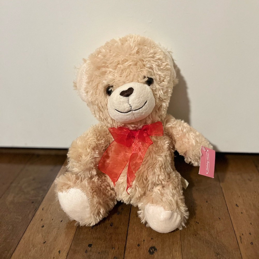 Charming Tan and Red Stuffed Animal Teddy Bear